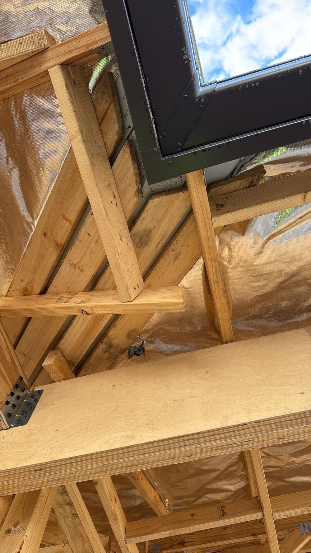 Valley board end left unsupported, so it can sag under the roof, Pakenham