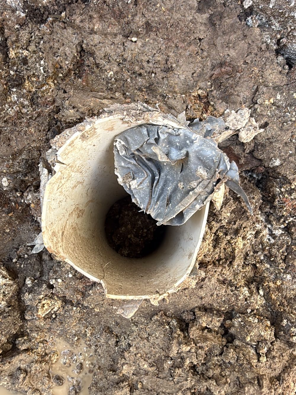 Stormwater pipes full of debris